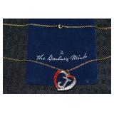 Danbury Mint "J" Initial in Heart Pendant Necklace