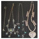 (4) Silvertone Necklace Lot: Native Amer-Style Dog