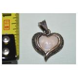 Thai 925 Sterling A Mother of Pearl Heart Pendant
