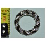 925 Sterling Duotone Enamel & CZ Circle Pendant