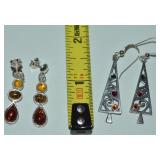 Shubes 925 Sterling Gemstone Tree Earrings +