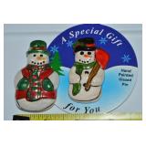 (2) Handpainted Ceramic Snowman Brooch Lot