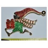 JCM China Goldtone Rhinestone Enamel Elf Brooch