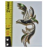 Goldtone RS & Enamel Bird of Paradise Brooch