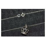 REO 925 Sterling 3D Crown Pendant Necklace 18"