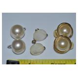 (3) Pairs Earrings w/ Faux Pearl, MOP Clip/Screwbk