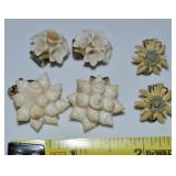 (3) Pairs of Clip Earrings : Edelweiss, Shells +