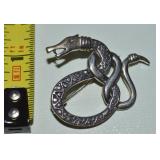 925 Sterling Celtic Coiled Serpent Brooch