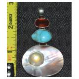 KZ 925 Sterling Mabe Pearl Turquoise & Reddish-