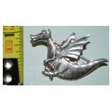 925 Sterling Cute Whimsical Dragon Brooch