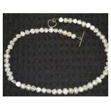 925 Sterling Heart Toggle Clasp Pearl Strand