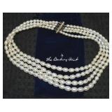 Danbury Mint 925 Sterling 4 Row Graduated Pearl