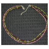 925 Sterling Multicolor Tourmaline Beaded Necklace