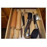 Kitchen Drawer Contents Lot: Rolling Pins +