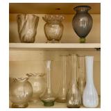 Laundry Room Cabinet Contents Lot: Glass Vases