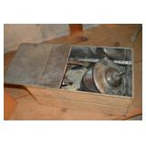 Galvanized Flour Bin with Silverplate Service Pcs