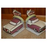 Vtg Russ Berrie Ceramic Doo Wop Drive In Bookends
