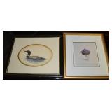 (2) Framed Fine Art Pcs w/ Hewitt Loon +Flowers