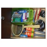 Bathroom Drawer Contents Lot: Lint Rollers, Mirror