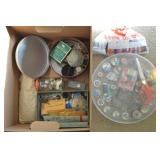 Bankers Box w/ Sewing Items/Buttons