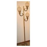 Victorian-style Brass Electrified 3Font Floor Lamp
