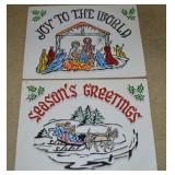 (2) Vintage Colored Plastic Christmas Door/Wall
