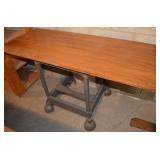 Vintage Metal Typewriter Stand Base w/ Wood Top