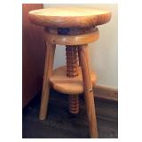 Handcrafted Solid Wood Adjustable Height Stool w/