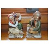 Vtg Painted Ceramic Old Couple Figures 6.5t