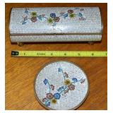 Vtg Chinese Cloisonne Enamel on Brass Desk Set