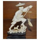 Vintage Chinese Carved Ivory Fisherman & FIsh