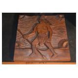 1971 Signed "Manel" Carved Wood Tribal Art Plaque