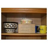 Kitchen Shelf Contents Lot w/ Dog
