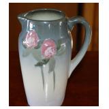 Vtg Hull USA Art Pottery Floral Painted Pitcher 7t