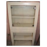 Vtg Cream Painted Wooden Shelves w/1 Lighted &