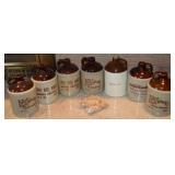 (7) Stoneware Crock Whiskey Jugs 4/5qt Size w/