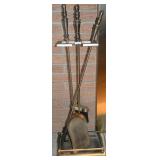 Brass Fireplace Set in Holder