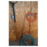 Shed Lot w/ Garden Hose, Extension Cords, Spade+