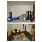 Laundry Room Cabinet Contents Lot: Flashlights+