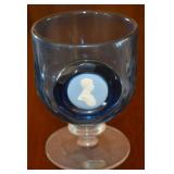 Wedgwood Blue Glass Goblet w/ Jasperware Cameo