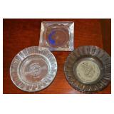 (3) Vintage Glass Ashtrays w/ Advertising: Fjord