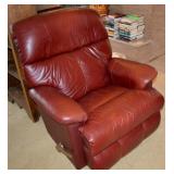 La Z Bot Merlot Red Leather Rocker Recliner Chair