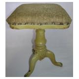 Antique Painted Green Cast Iron Legged Piano Stool