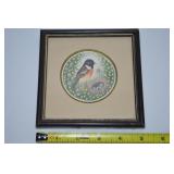 Sharon Jervis Mini Framed 1978 "Wren" Art - Frame
