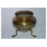Antique Brass 3 Footed Jardiniere w/ Lion Heads