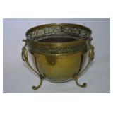 Antique Brass 3 Footed Jardiniere w/ Garland &