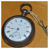 Waltham PS Bartlett Coin Silver 1877 18s 11j w/key