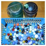 Lot of Vtg Glass Marbles & Shooters w/ Avon &