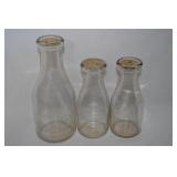 (3) Vtg Glass Quart & (2) Pint Milk Bottles w/