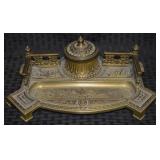 Antique Louis XVI Style Gilt Brass Standish Ink